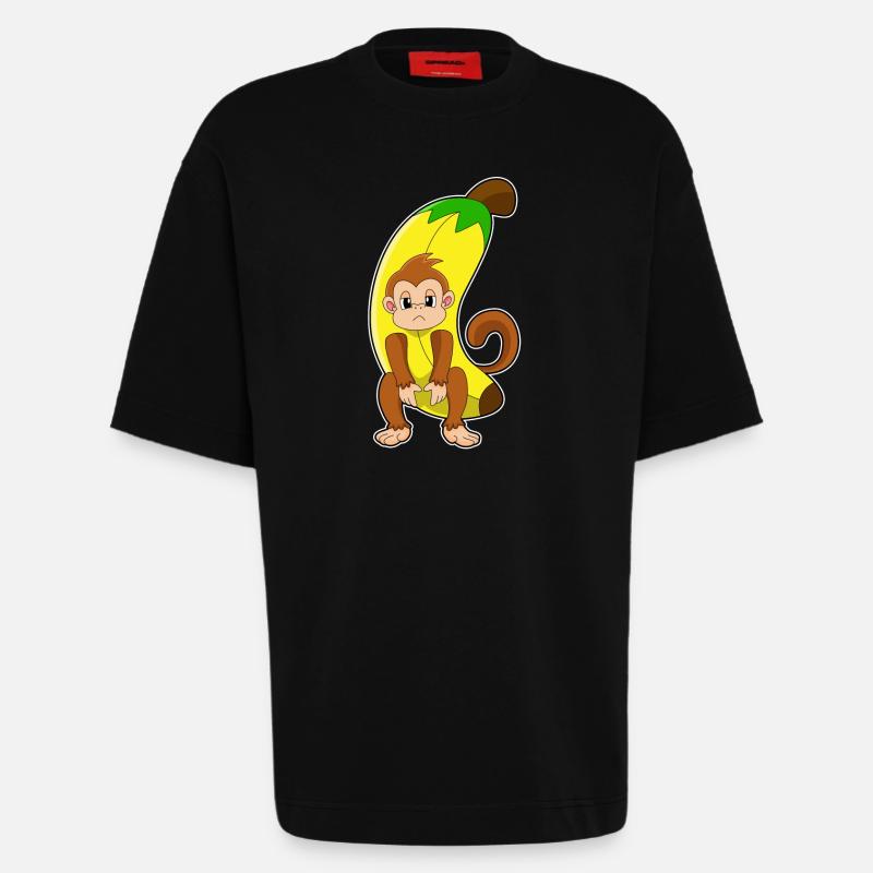 Affe mit Banane - Heavyweight T-Shirt - made by SPREAD  - SOLID BLACK