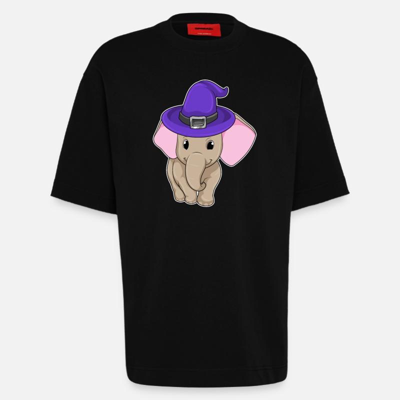 Elefant als Zauberer - Heavyweight T-Shirt - made by SPREAD  - SOLID BLACK