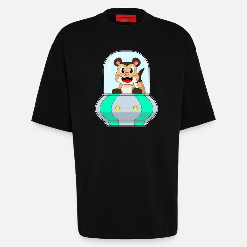 Erdmännchen mit Schiff - Heavyweight T-Shirt - made by SPREAD  - SOLID BLACK
