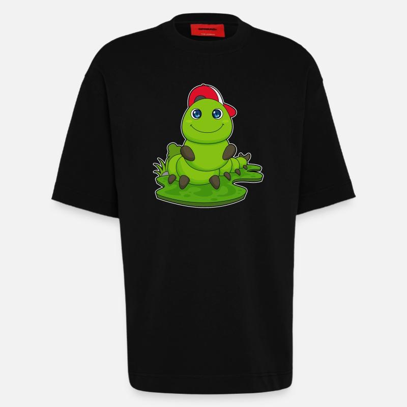 Raupe mit Cap - Heavyweight T-Shirt - made by SPREAD - SOLID BLACK