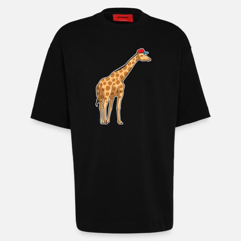 Giraffe Cap - Heavyweight T-Shirt - made by SPREAD  - SOLID BLACK