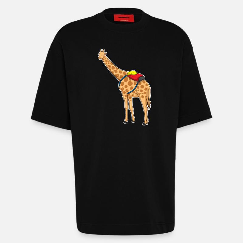 Giraffe Student Backpack School - Heavyweight T-Shirt - made by SPREAD  - SOLID BLACK