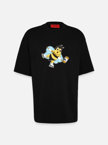 Bee Ice Hockey Sticks - Heavyweight T-Shirt - made by SPREAD  - SOLID BLACK
