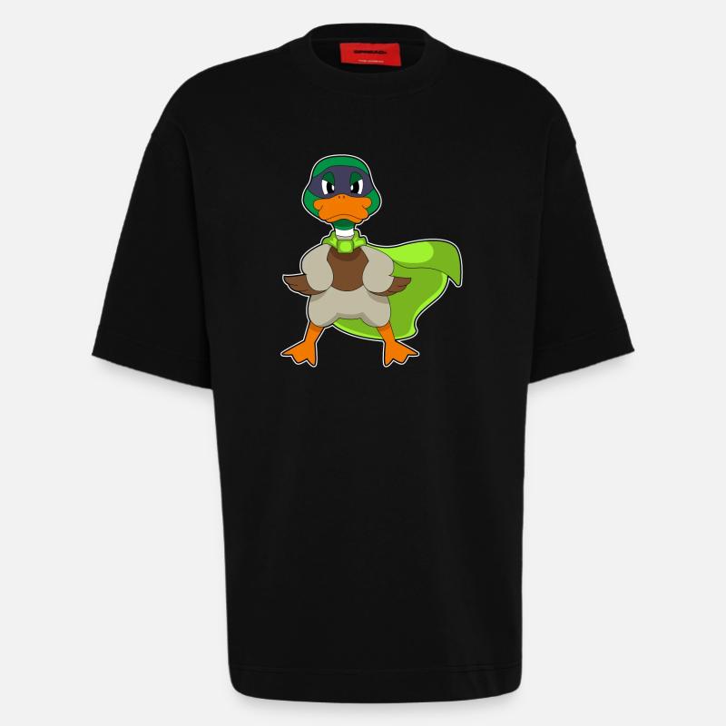 Cap Duck Hero - T-shirt bio épais oversize fabriqué en UE - SOLID BLACK
