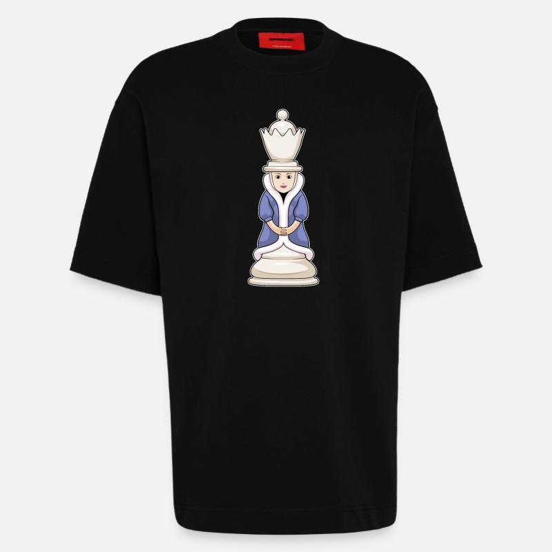 Pièce d’échecs Queen Chess - T-shirt bio épais oversize fabriqué en UE - SOLID BLACK