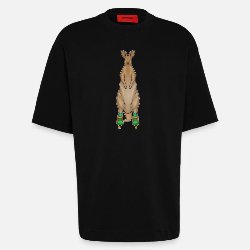 Känguru Inline skating Inline skates - Heavyweight T-Shirt - made by SPREAD - SOLID BLACK