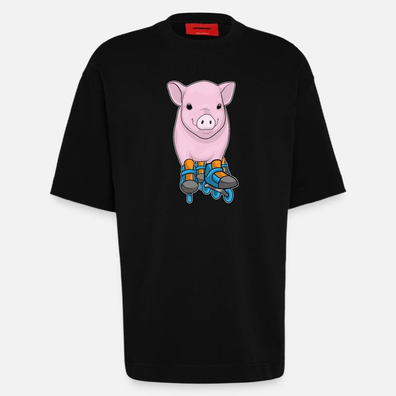 Schwein Inline skating Inline skates - Heavyweight T-Shirt - made by SPREAD  - SOLID BLACK