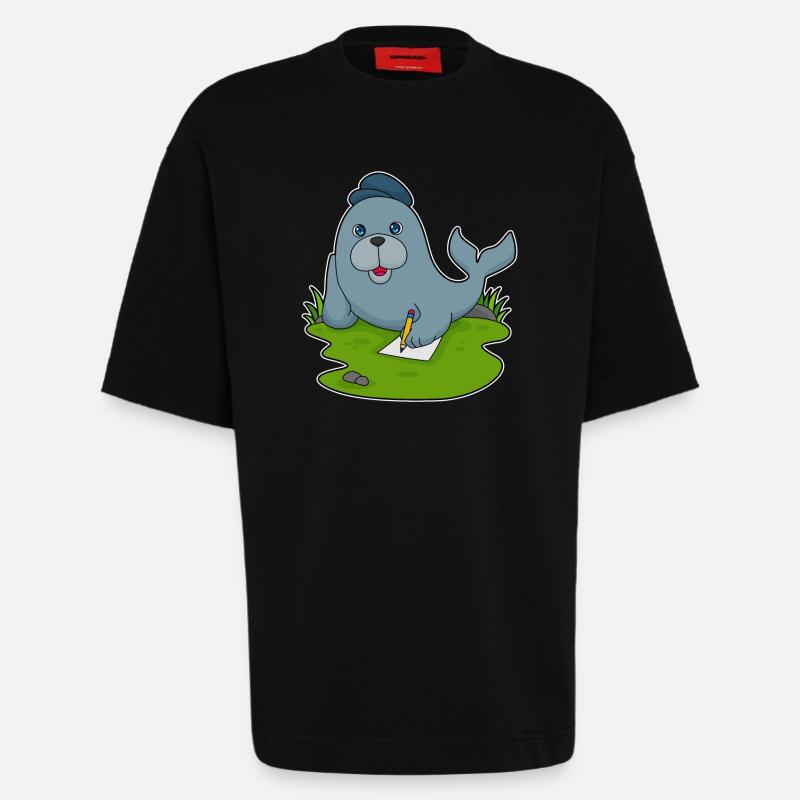 Papier crayon scellé - T-shirt bio épais oversize fabriqué en UE - SOLID BLACK