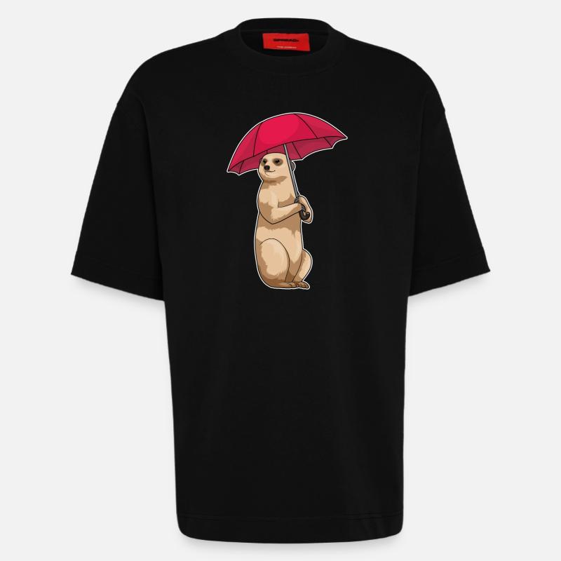 Parapluie suricate - T-shirt bio épais oversize fabriqué en UE - SOLID BLACK