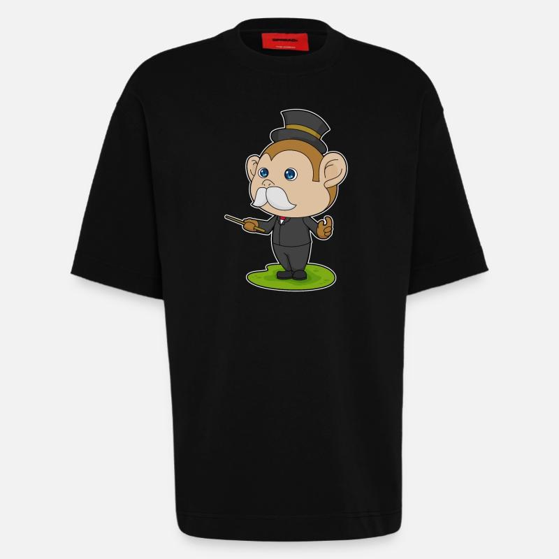 Monkey Wizard Wand - Heavyweight T-Shirt - made by SPREAD - SOLID BLACK