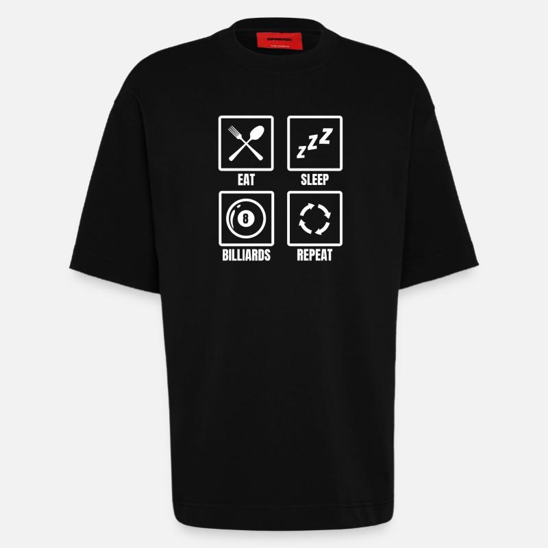 Manger Sleep Billard Répéter - T-shirt bio épais oversize fabriqué en UE - SOLID BLACK