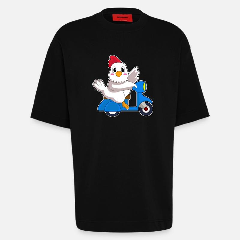 Scooter de poulet - T-shirt bio épais oversize fabriqué en UE - SOLID BLACK