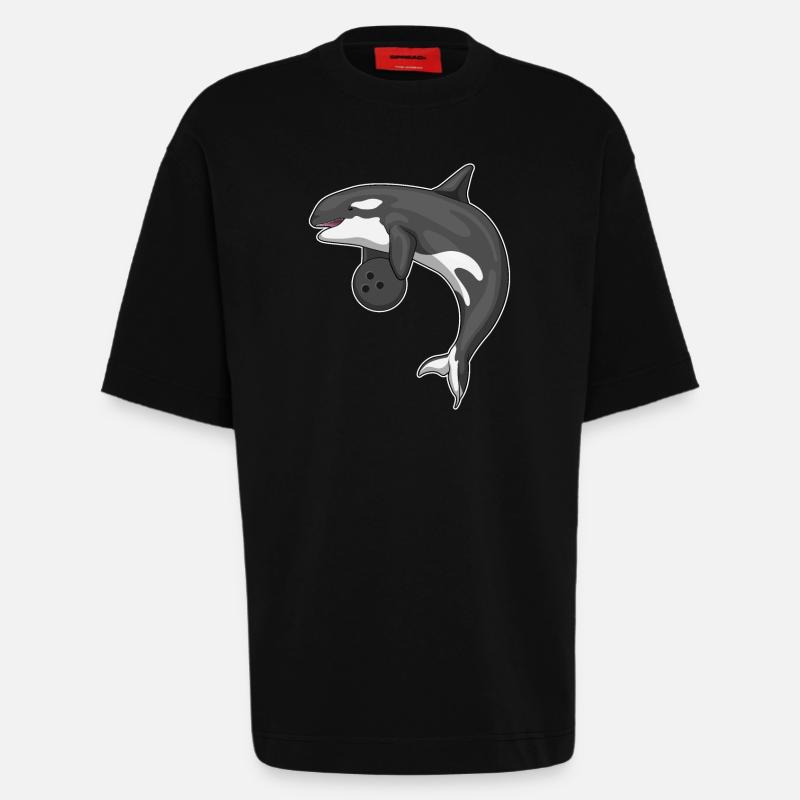 Boule de bowling d’épaulard - T-shirt bio épais oversize fabriqué en UE - SOLID BLACK