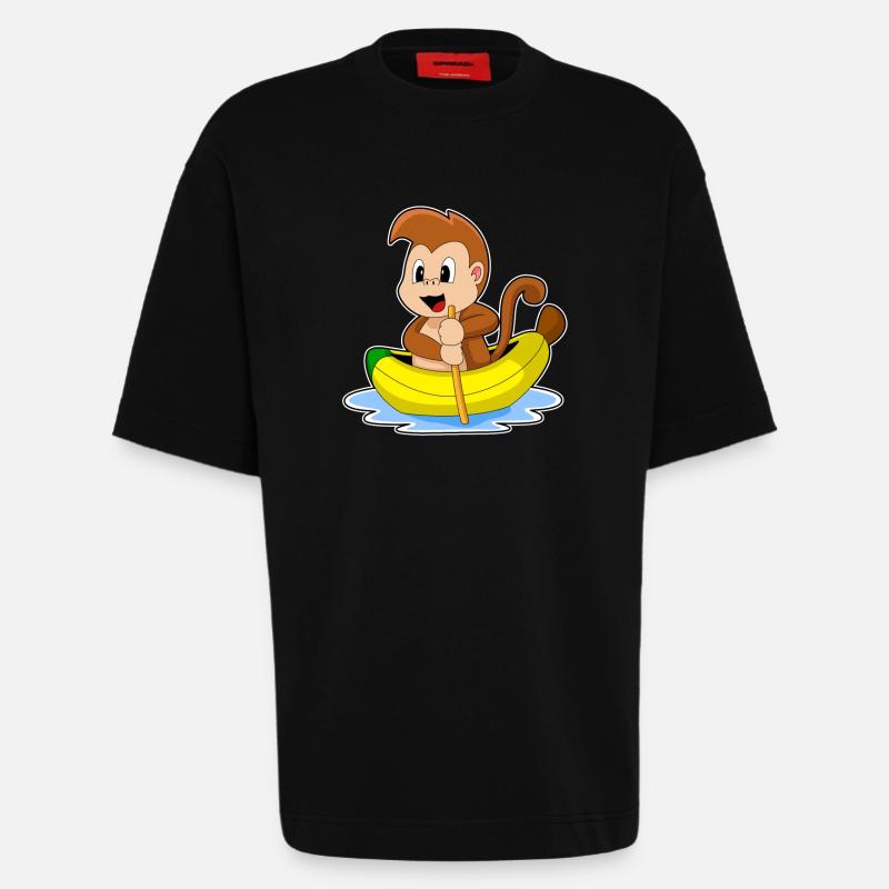 Affe Banane Boot - Heavyweight T-Shirt - made by SPREAD  - SOLID BLACK