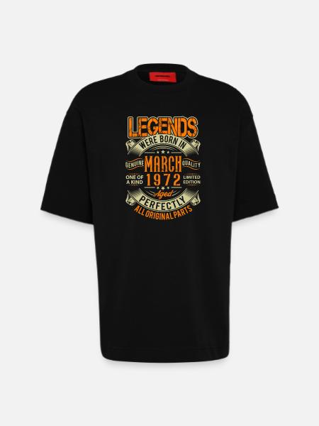 1972 March Birthday Legend - Heavyweight T-Shirt - made by SPREAD - SOLID BLACK