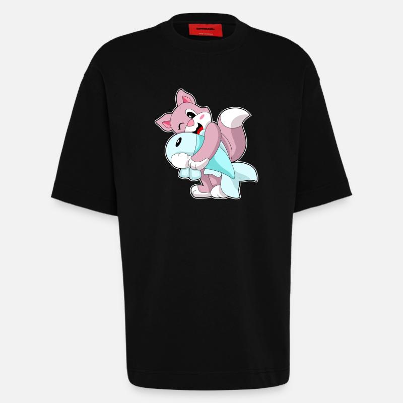 Poisson-chat - T-shirt bio épais oversize fabriqué en UE - SOLID BLACK