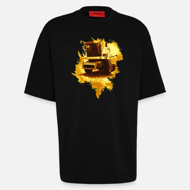 Moissonneuse-batteuse or - T-shirt bio épais oversize fabriqué en UE - SOLID BLACK