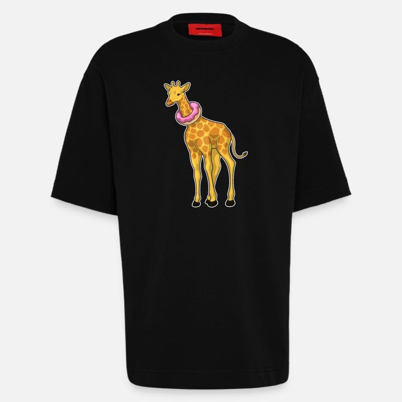 Donut girafe - T-shirt bio épais oversize fabriqué en UE - SOLID BLACK