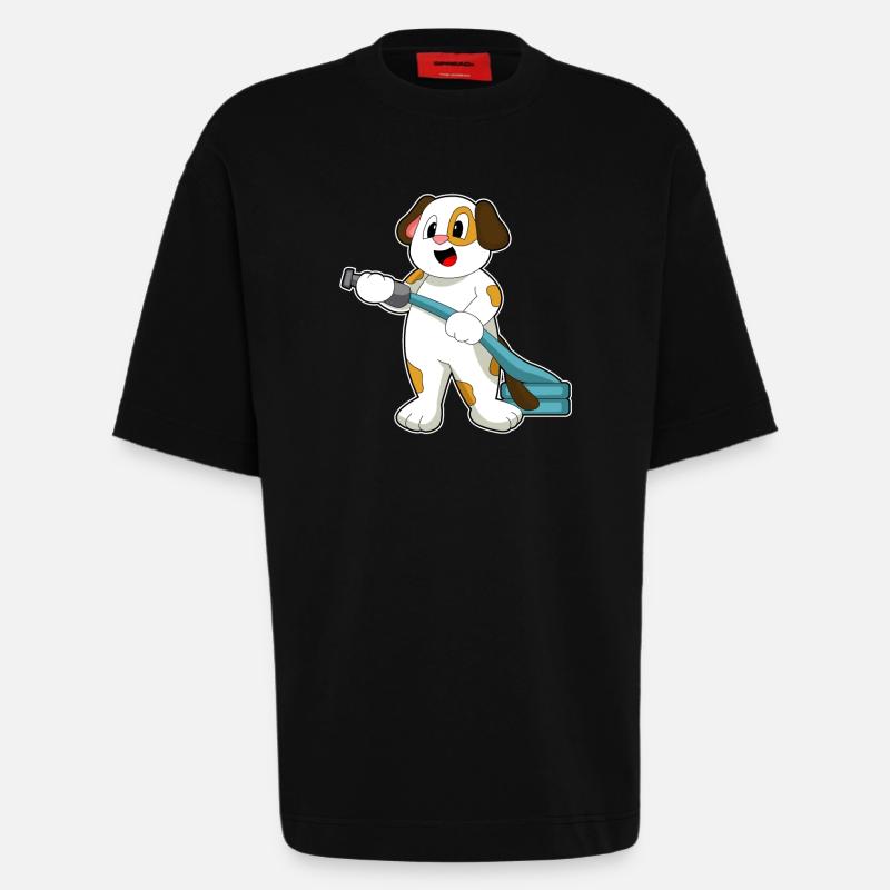 Extincteur pompier chien - T-shirt bio épais oversize fabriqué en UE - SOLID BLACK