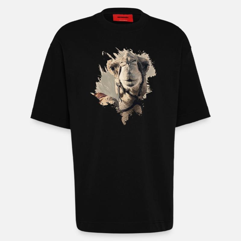 Kamelkopf Kamel - Heavyweight T-Shirt - made by SPREAD  - SOLID BLACK