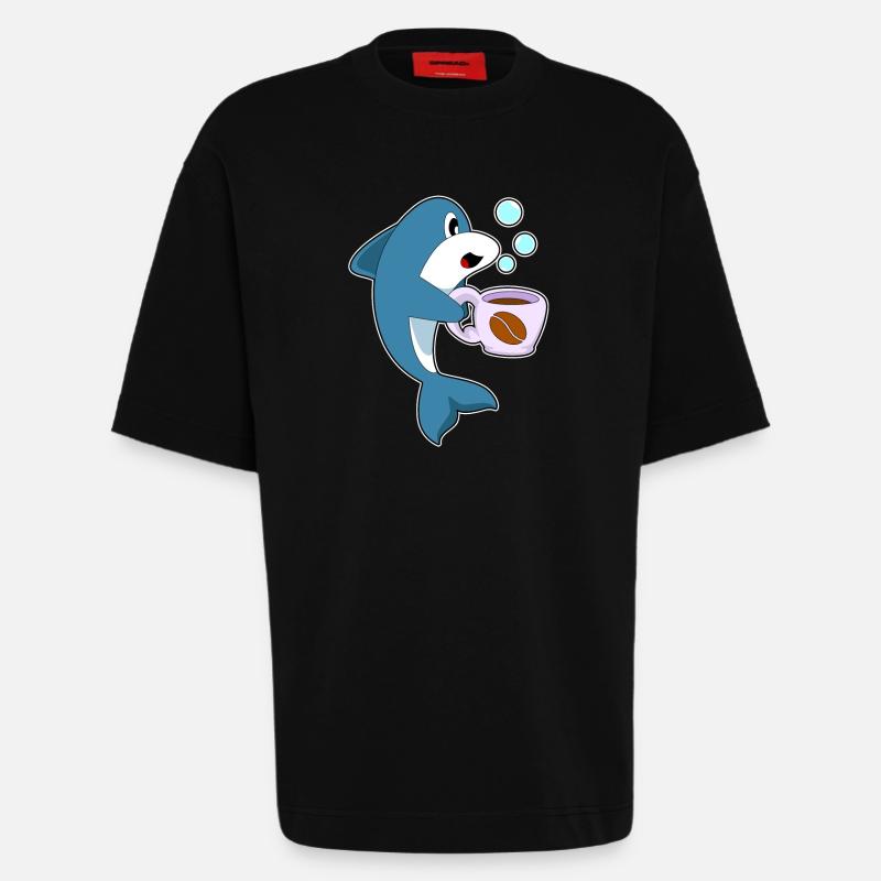 Tasse à café Delfin - T-shirt bio épais oversize fabriqué en UE - SOLID BLACK