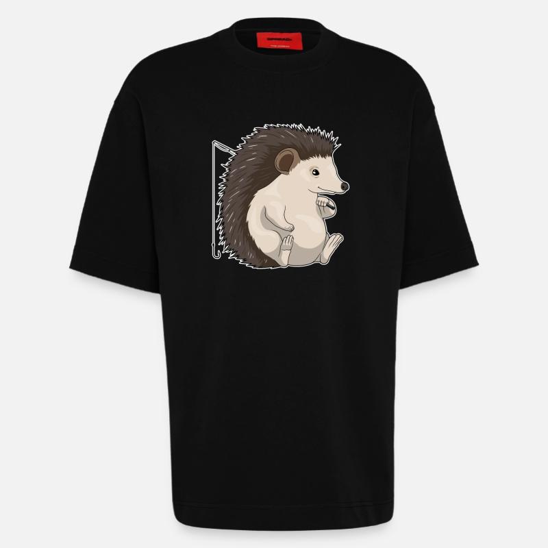 Hérisson Angler Angel - T-shirt bio épais oversize fabriqué en UE - SOLID BLACK
