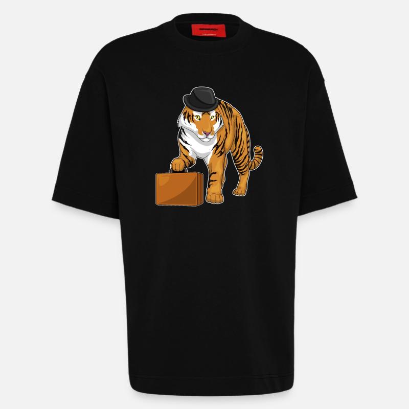 Porte-documents Tiger - T-shirt bio épais oversize fabriqué en UE - SOLID BLACK