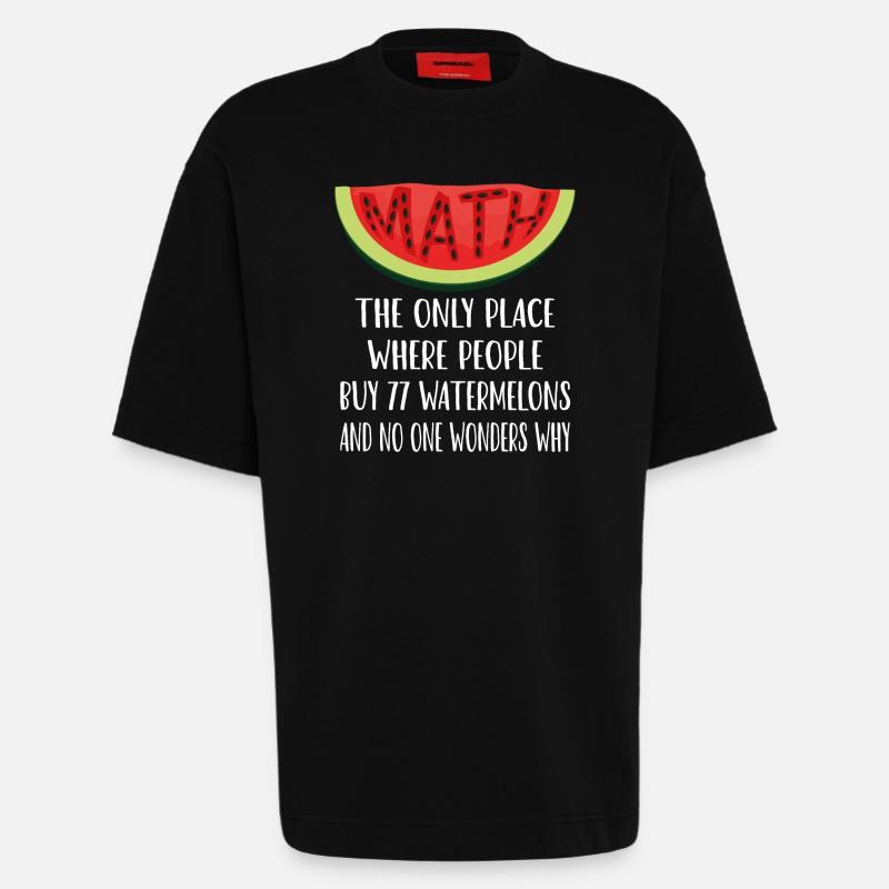 Mathématiques et pastèques amusants - T-shirt bio épais oversize fabriqué en UE - SOLID BLACK
