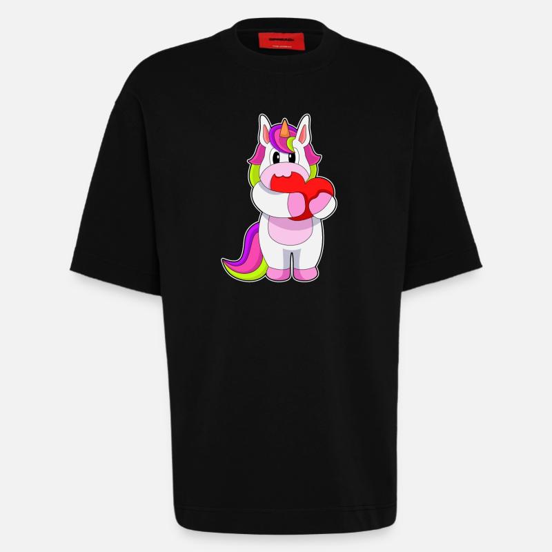 Einhorn Herz - Heavyweight T-Shirt - made by SPREAD  - SOLID BLACK