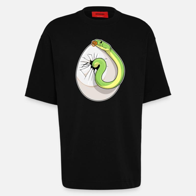 Sucette d’oeuf de serpent - T-shirt bio épais oversize fabriqué en UE - SOLID BLACK