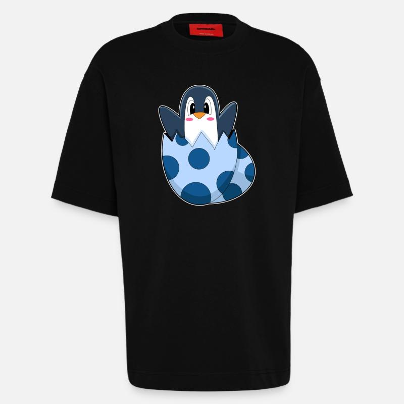 Pinguin Ei - Heavyweight T-Shirt - made by SPREAD - SOLID BLACK