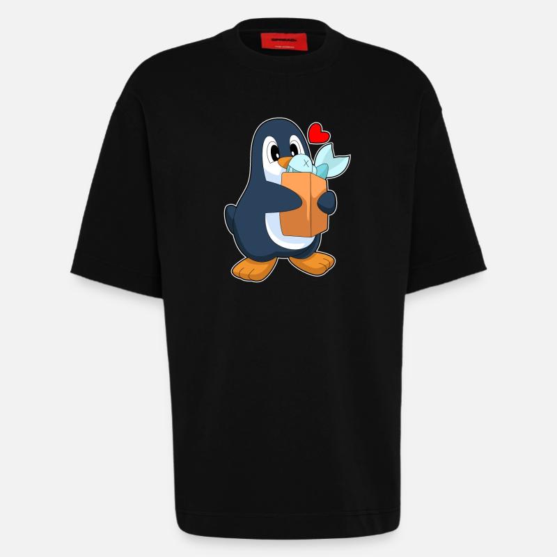 Poisson manchot - T-shirt bio épais oversize fabriqué en UE - SOLID BLACK