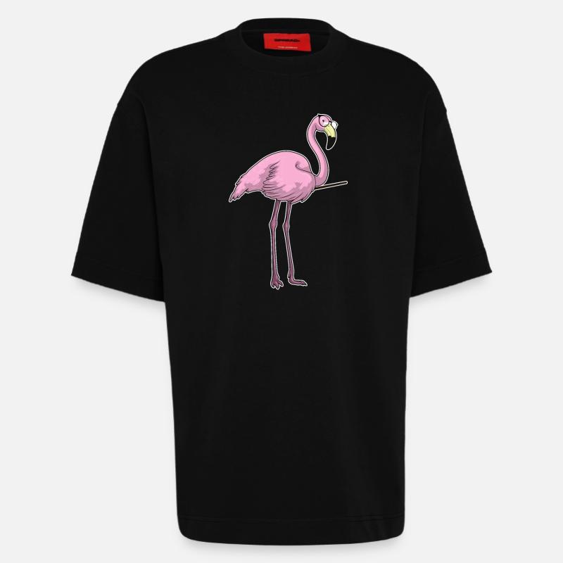 Flamingo Teacher Pointer - T-shirt bio épais oversize fabriqué en UE - SOLID BLACK