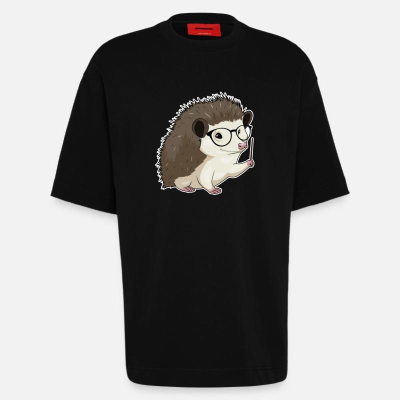 Igel Lehrer Pointer - Heavyweight T-Shirt - made by SPREAD  - SOLID BLACK