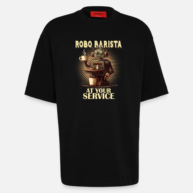Robobarista Robot de cuisson de café - T-shirt bio épais oversize fabriqué en UE - SOLID BLACK