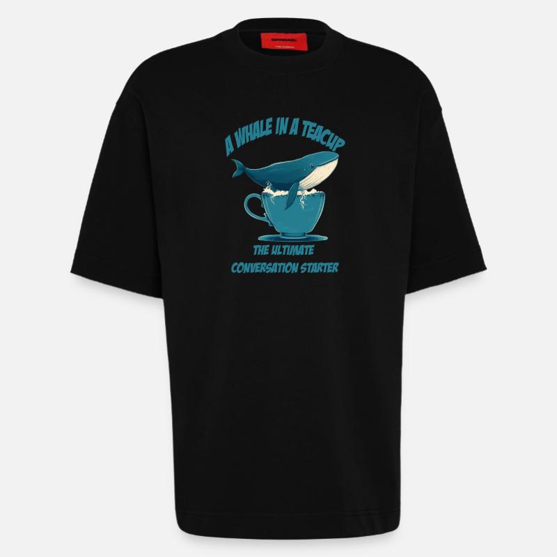 Wal in Teetasse conversation starter - Heavyweight T-Shirt - made by SPREAD  - SOLID BLACK
