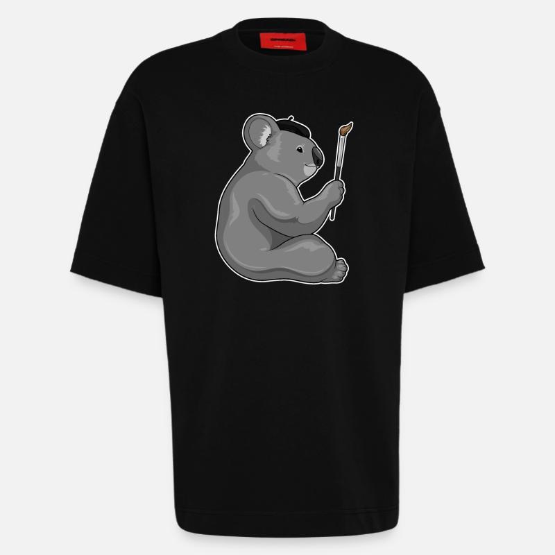 Koala Malen Pinsel - Heavyweight T-Shirt - made by SPREAD - SOLID BLACK