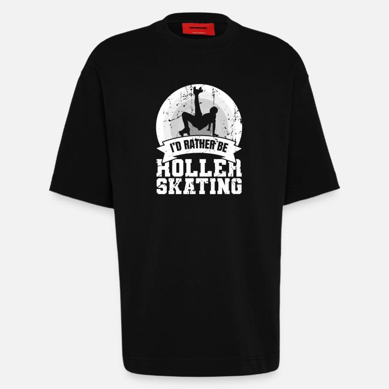 I'd rather roller skate - Heavyweight T-Shirt - made by SPREAD - SOLID BLACK