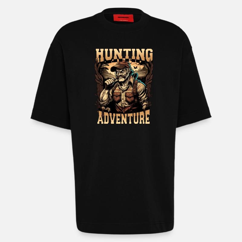 Jäger auf einem Abenteuer - Heavyweight T-Shirt - made by SPREAD  - SOLID BLACK