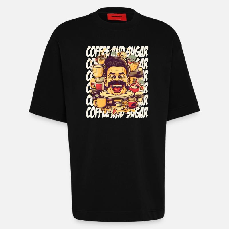 Fou de café avec lettrage - T-shirt bio épais oversize fabriqué en UE - SOLID BLACK