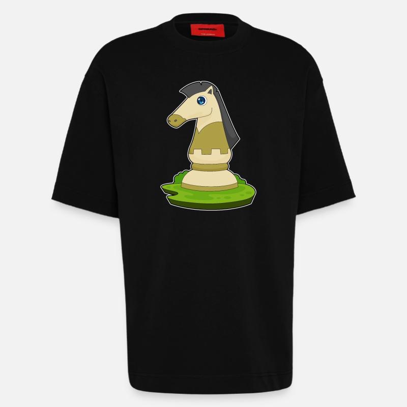 Schachfigur Springer Schach - Heavyweight T-Shirt - made by SPREAD  - SOLID BLACK