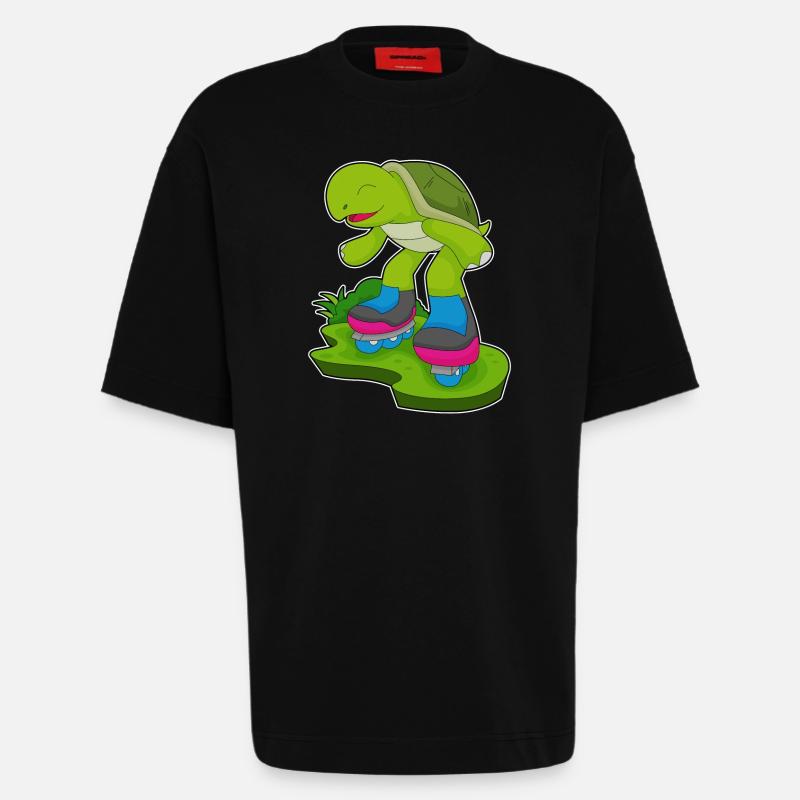 Turtle Inline skating Inline skates - Heavyweight T-Shirt - made by SPREAD - SOLID BLACK