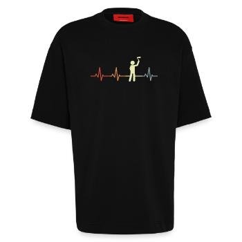 Malermeister Herzklopfen - Heavyweight T-Shirt - made by SPREAD  - SOLID BLACK - Vorne - Fiona (171cm)