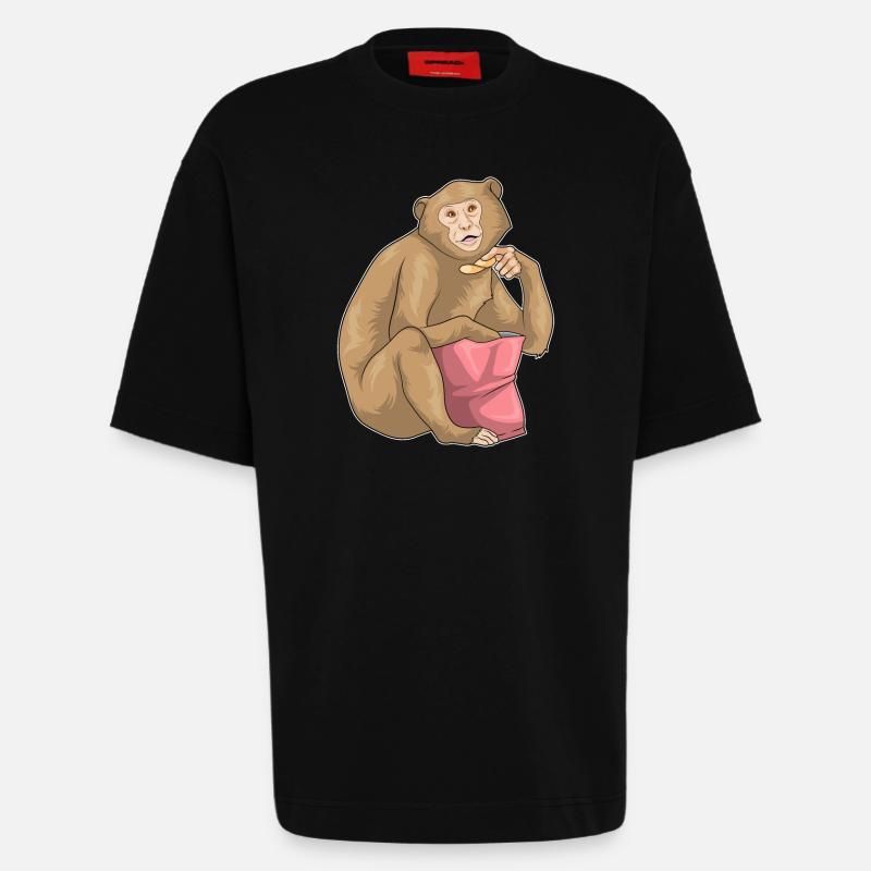 Sac à puces Monkey Chips - T-shirt bio épais oversize fabriqué en UE - SOLID BLACK