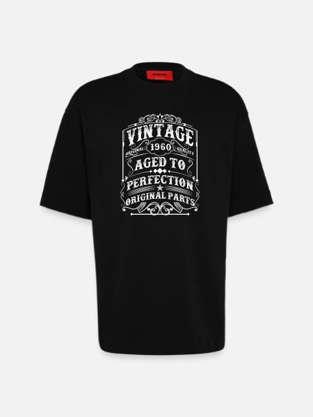 Vintage 1960 's Uomo Mito Leggenda 63 ° Compleanno Camicia - Maglietta ecologica oversize Heavyweight Made in UE - SOLID BLACK