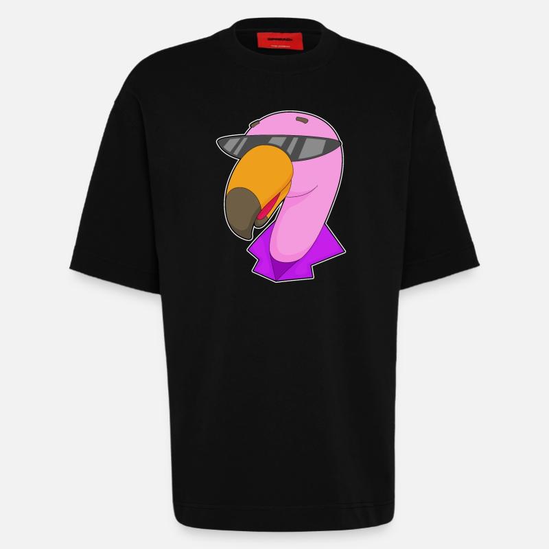 Flamingo Sonnenbrille - Heavyweight T-Shirt - made by SPREAD  - SOLID BLACK
