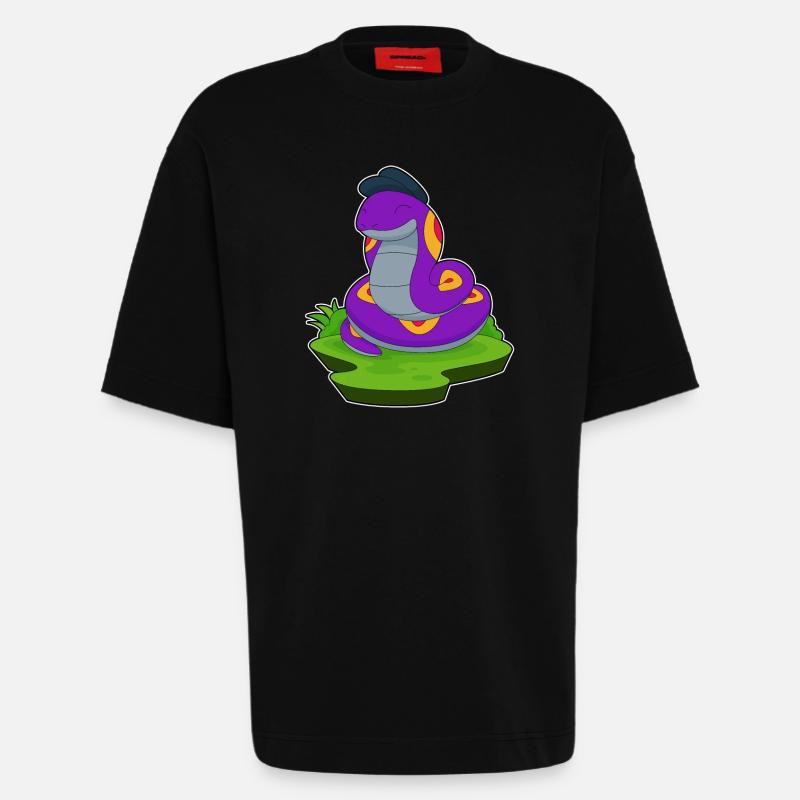 Chapeau de serpent - T-shirt bio épais oversize fabriqué en UE - SOLID BLACK