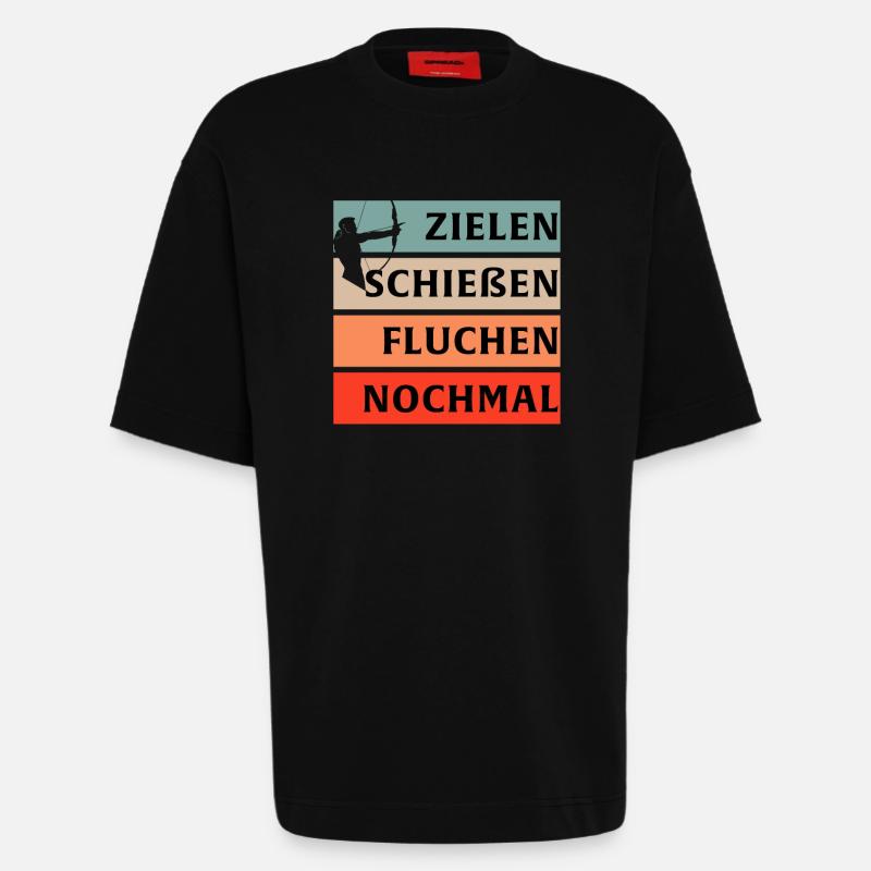 Bogen Bogenschießen - Heavyweight T-Shirt - made by SPREAD  - SOLID BLACK