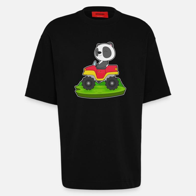 Panda Auto - Heavyweight T-Shirt - made by SPREAD  - SOLID BLACK