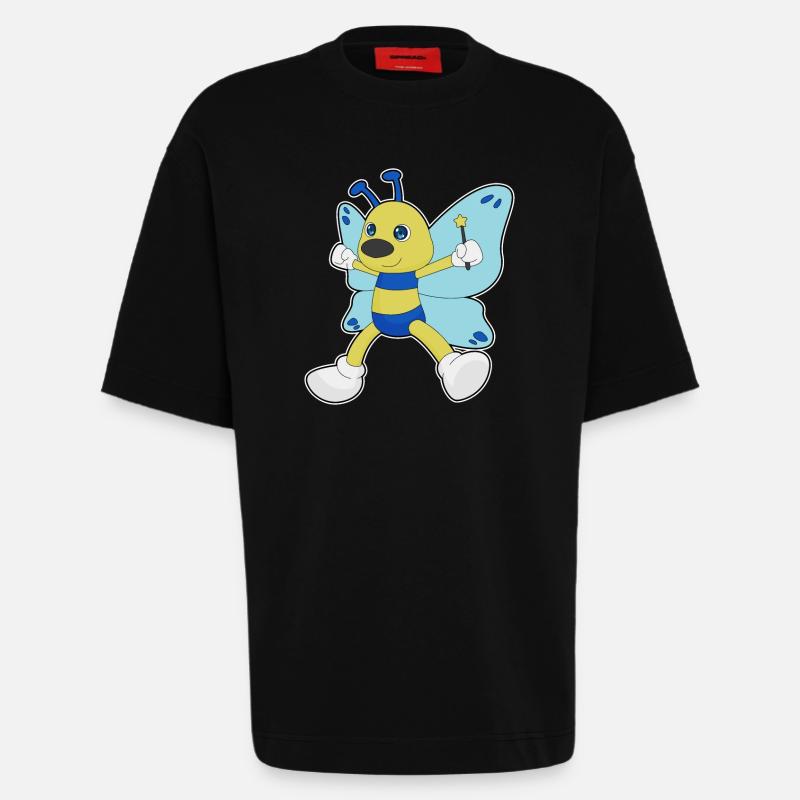 Baguette de sorcier papillon - T-shirt bio épais oversize fabriqué en UE - SOLID BLACK